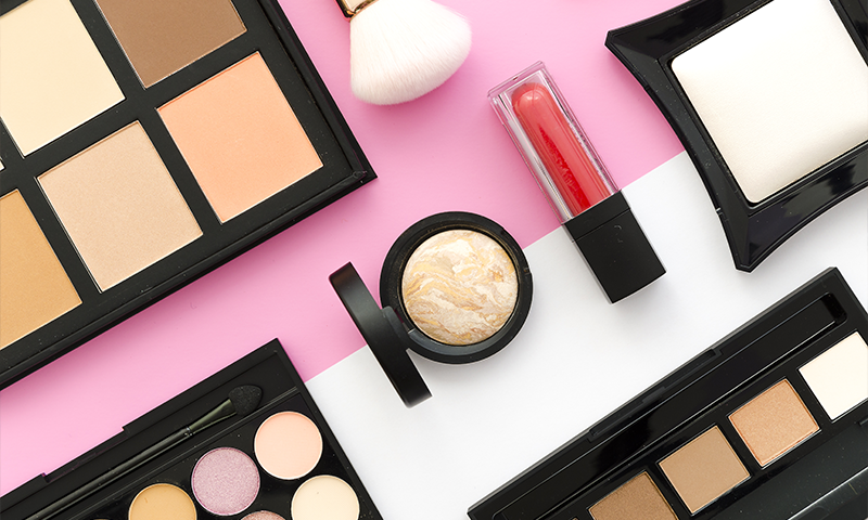 A variety of cosmetics that have undergone clinical cosmetic testing for safety